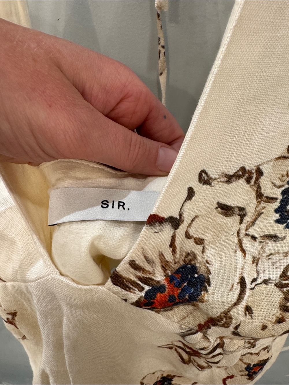SIR Freja Floral Linen Halter Top in Cream - Picture 4 of 5
